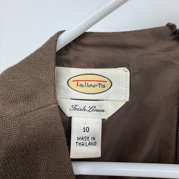 Talbots Brown Linen Sheath Dress Church Office Career Sleeveless Women's Sz 10 - Picture 12 of 14